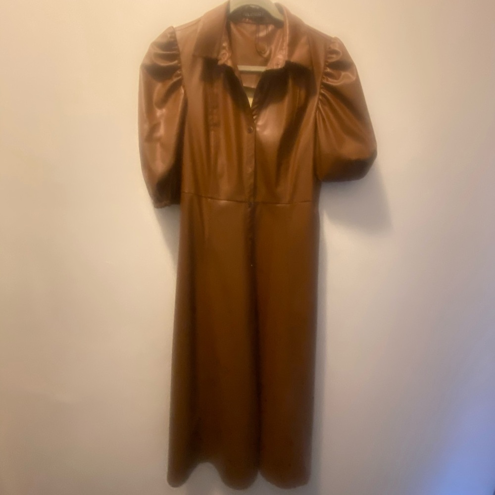 Chocolate Brown Pleather Dress
